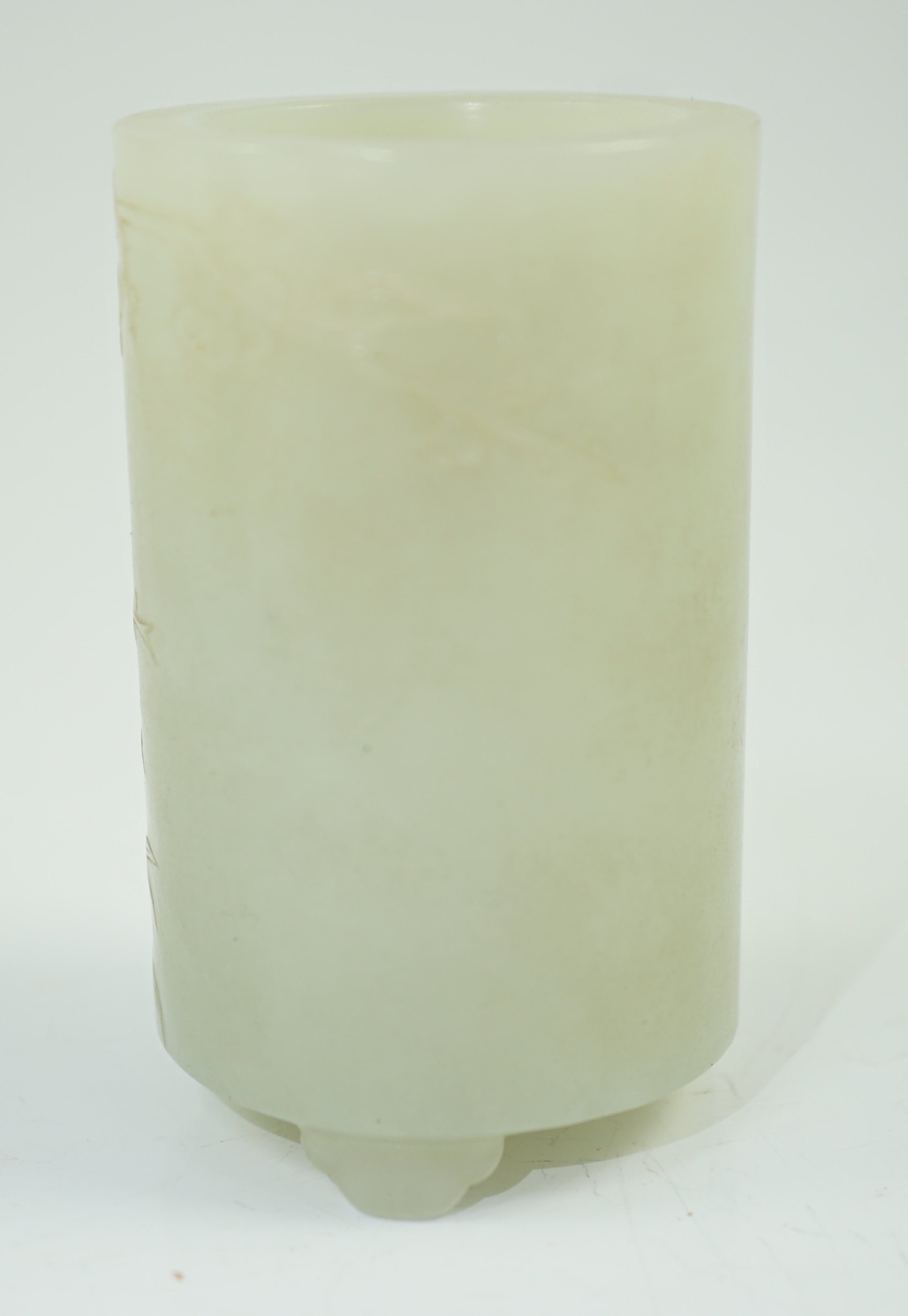 A small Chinese pale celadon jade brushpot, 19th century
